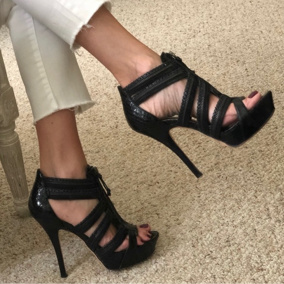 bebe black genuine leather Stilettos - Picture 6 of 7